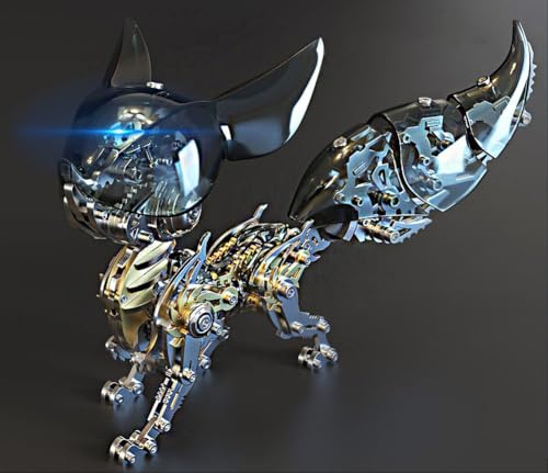 3D-Metallpuzzle für Erwachsene, Fuchs, mechanische Metallmodellbausätze mit Licht, 3D-Metallpuzzle, Tier-DIY-Modellbausatz, Desktop-Spielzeuggeschenke für Erwachsene, Teenager, Jungen C von RIKCAT