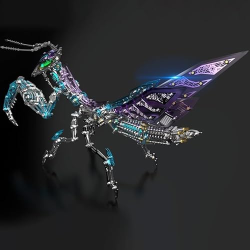 3D-Metallpuzzle für Erwachsene, Mantis-Modellbausatz mit Licht, farbenfroher 3D-Mantis-Modellbausatz aus Metall mit Werkzeug, Desktop-Ornament, Spielzeuggeschenke für Erwachsene A von RIKCAT