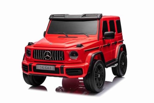 4x4² Kinder Elektroauto 12V 2 sitzer G63 AMG, rot, MP3/USB/AUX-Eingang, Batterie 12V14Ah, gefederte Eva-Räder, Kunstledersitze, Fernbedienung, Lizenziert von RIRICAR