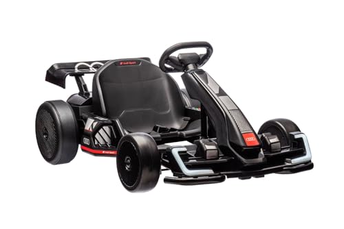 Aufsitz-Driftkart 24 V, schwarz, LED-Beleuchtung, 2 x 150 W Motor, Driftmodus mit Einer Geschwindigkeit von 12 km/h, solide Stahlkonstruktion, Verstellbarer Sitz, MP3-Player von RIRICAR