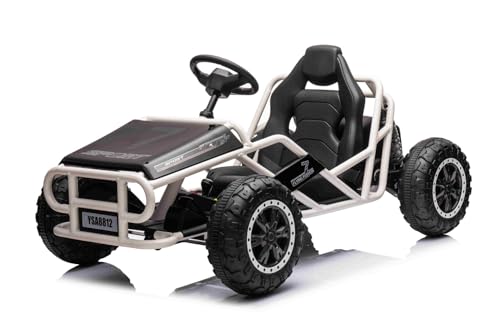 Kinder elektroauto 24V Sport-CART, schwarz, weiche Eva-Räder, Kunstledersitz, Glatte Drift-Räder, 2 x 50W Motor, 24V Batterie, Massive Metallkonstruktion von RIRICAR