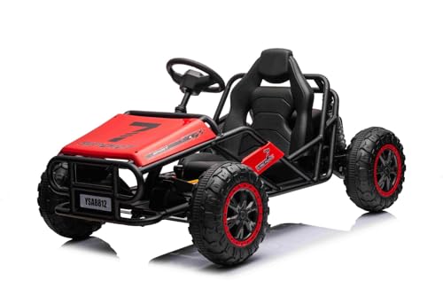 Kinder elektroauto 24V Sport-CART, rot, weiche Eva-Räder, Kunstledersitz, Glatte Drift-Räder, 2 x 50W Motor, 24V Batterie, Massive Metallkonstruktion von RIRICAR