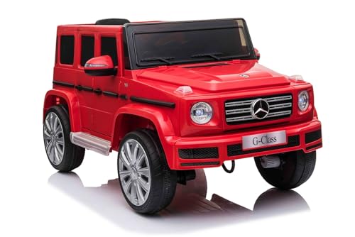 Elektrisches Elektroauto Mercedes G500 12V, rot, 2,4 GHz Fernbedienung, USB/SD Eingang, Hinterradfederung, Lithium-Batterie, LED-Lichter, Originale Lizenz Elektrisches Elektroauto Mercedes G500 12V, rot, 2,4 GHz Fernbedienung, USB/SD Eingang, Hinterradfederung, Lithium-Batterie, LED-Lichter, Originale Lizenz von RIRICAR