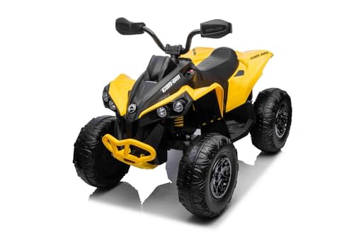 Kinder Elektro Quad 12V Can-am Renegade, gelb, Einsitzer, Elektro Quad für Kinder mit LED-Leuchten, 12-V-Batterie, 2 x 35-W-Motoren, weiche Eva-Räder, MP3-Player mit USB/AUX-Eingang, lizenziert von RIRICAR