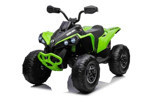 Kinder Elektro Quad 12V Can-am Renegade, grün, Einsitzer, Elektro Quad für Kinder mit LED-Leuchten, 12-V-Batterie, 2 x 35-W-Motoren, weiche Eva-Räder, MP3-Player mit USB/AUX-Eingang, lizenziert von RIRICAR