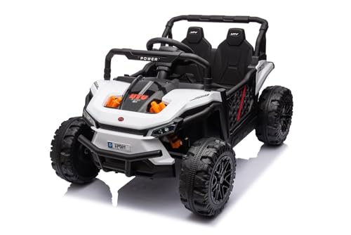 Kinder Elektroauto 12V UTV Small, weiß, Hinterradantrieb, Breiter Doppelsitz für nur EIN Kind, 2,4 GHz Fernbedienung, MP3-Player mit USB/SD-Eingang, LED-Leuchten von RIRICAR