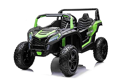 Kinder-Elektroauto 24V UTV XXL, grün, elektroauto für Kinder 2 sitzer, Ledersitze, 2 x 180W Motoren, elektrofahrzeug Kinder ab 3 bis 12 Jahre von RIRICAR