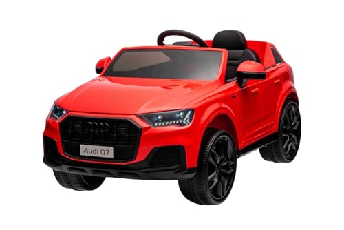 Kinder Elektroauto Audi Q7 rot, Einsitzer, Einzelradaufhängung, 12-V-Batterie, Fernbedienung, 2 x 35-W-Motor, LED-Leuchten, MP3-Player mit USB/AUX-Eingang, lizenziert von RIRICAR