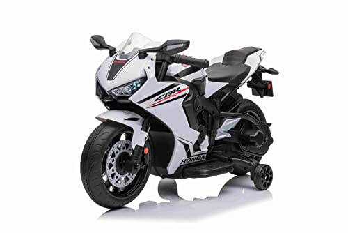 Kinder-Elektromotorrad 1000RR, lizenziert, 12V-Batterie, Kunstledersitz, Kunststoffräder, 30W-Motor, LED-Beleuchtung, Solider Rahmen, Hilfsräder, weiß Kinder-Elektromotorrad 1000RR, lizenziert, 12V-Batterie, Kunstledersitz, Kunststoffräder, 30W-Motor, LED-Beleuchtung, Solider Rahmen, Hilfsräder, weiß von RIRICAR