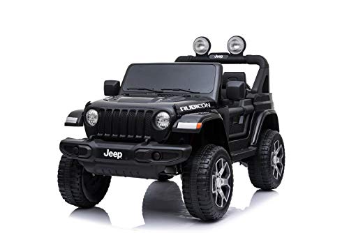 RIRICAR Elektroauto für Kinder 12V Wrangler, Schwarz, Kinder elektroauto 2 sitzer mit 2,4-GHz-Fernbedienung, Radio mit Bluetooth- und USB-Eingang, Eva-Räder, elektrofahrzeug Kinder ab 3-8 Jahre von RIRICAR