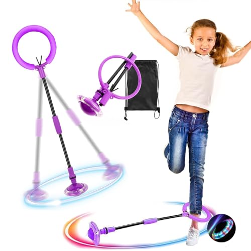 RISVOWO Blinkender Sprungball, Kinder Blinkender Springring, Swing Wheel mit Lichtrad, Faltbarer Flash Jumping Ball, Geschenke für Jungen Mädchen Im Alter Von 5–12 Jahren, Outdoor-Hüpfspie von RISVOWO