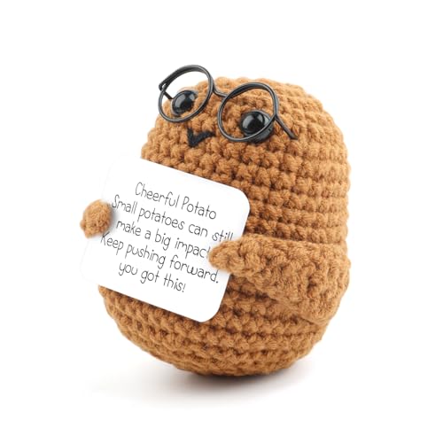 RISVOWO Pocket Hug Positive Potato, Creative Knitted Wool Potato Doll, Beste Freundin Geschenke für Freundin Kleine Geschenke für Frauen, Positive Potato mit Positiver Energiekarte von RISVOWO