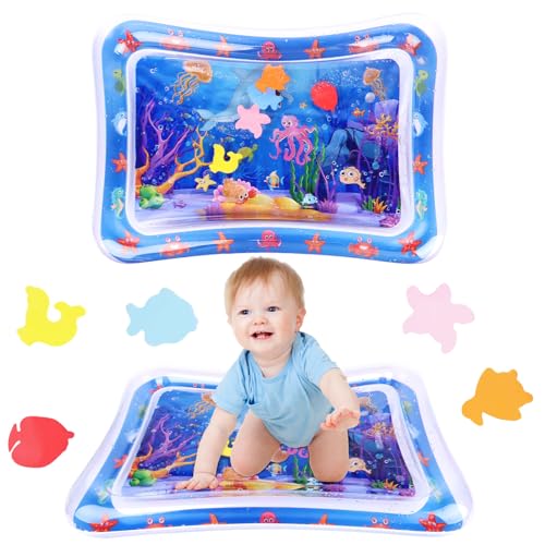 Wassermatte Baby, Wasserspielmatte Spielzeug Baby Wasserkissen für 3 6 9 12 Monate Babys Bauchzeit Matt Spielzeug Water Mat Wassermatt für Neugeboren Geschenk 65 x 48 cm von RISVOWO