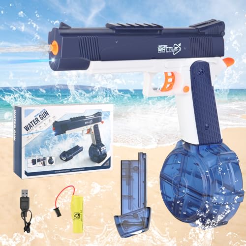 Wasserpistole Elektrisch für Erwachsene Kinder, Wasserpistole Spielzeug mit 434 Cc+58 Cc Wassertanks, Max Range 32ft Automatische Wasserpistole für Sommer-Swimmingpool-Party-Strand von RISVOWO