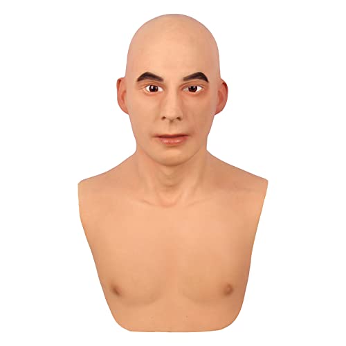 RITMI Crossdressing Silikon Kopfmaske Realistischer Mann Junge Gesichtsmaske Handgefertigter Gesichtsverstärker für Cosplay Halloween Kostüme,Color 1 von RITMI