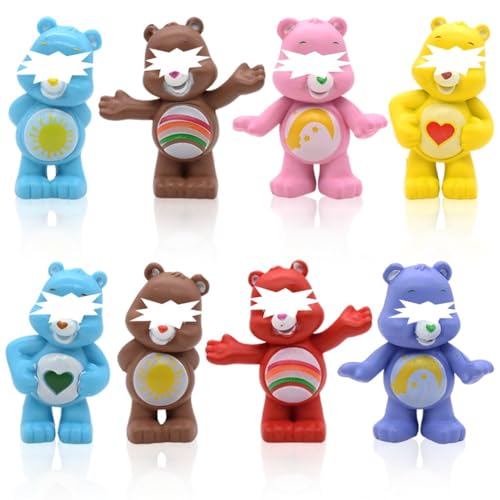 RIUAHST 12 PCS Bär-Mini Figuren Dekoration Bären Actionfiguren Set Cartoon Bears Minifiguren Kuchen Topper Dekoration Geeignet für Jungen und Mädchen von RIUAHST