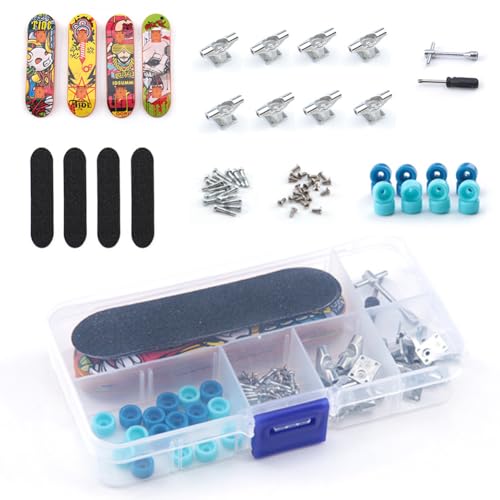 RIUAHST Finger Skateboard Mini Fingerskateboards Set DIY Skate Boarding Spielzeug Professionelles Finger Spielzeug für Kinder Partytütenfüller Kindergeburtstag Geschenke 4 Stück von RIUAHST