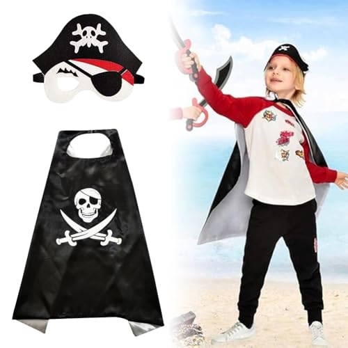 RIUAHST Halloween Piratenkostüm Umhang mit Maske Kostüme Verkleiden sich Spielzeug Umhang Kostüme Set Halloween Umhang für Kinder Jungen Mädchen Geburtstag Party Favors von RIUAHST