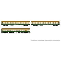 RIVAROSSI HR4344 H0 3-tlg. Set OSShD Typ B Reisezugwagen in beige/grüner Lackierung, DR, Ep. IV von RIVAROSSI