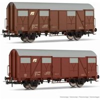 RIVAROSSI HR6506 H0 2er Set gedeckte Güterwagen Gs flache Wände, FS, Ep. IV-V von RIVAROSSI