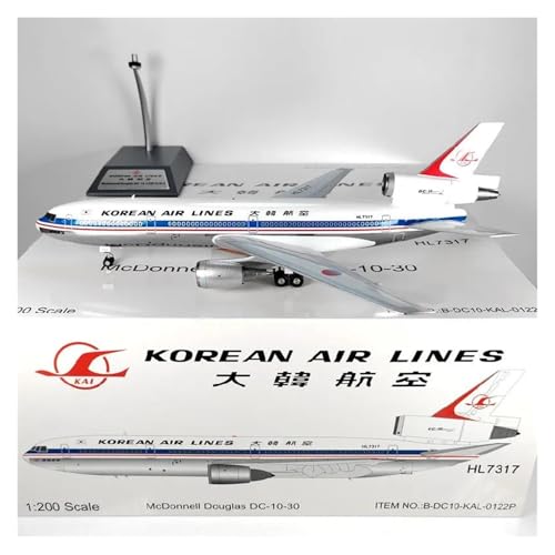 RIVPAHGQ Replika Flugzeugmodelle 1/200 Flugmodell Für Enthusiasten Für Korean Airlines DC-10-30 HL7317 Miniatur-Druckguss-Modellflugzeug Vorgefertigte Luftfahrzeug Modelle von RIVPAHGQ