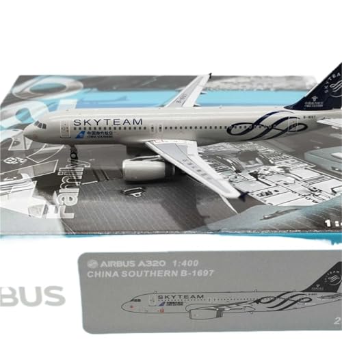 RIVPAHGQ Replika Flugzeugmodelle 1:400 Fertige Flugzeugnachbildung Für China Southern Airlines A320 B-1697 SkyTeam Druckguss-Modellflugzeuge Vorgefertigte Luftfahrzeug Modelle von RIVPAHGQ