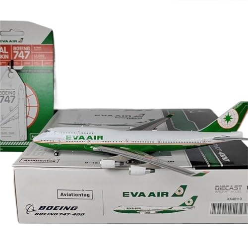 RIVPAHGQ Replika Flugzeugmodelle 1:400 Miniatur-Flugzeug-Sammlerstücke XX40110 Für Eva Air B747-400 B-16411 Maßstab-Flugzeugmodellbausatz Vorgefertigte Luftfahrzeug Modelle(Green) von RIVPAHGQ