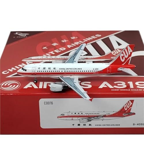 RIVPAHGQ Replika Flugzeugmodelle 1:400 Statisches Modellflugzeug Für China United Airlines A319 B-4090 B-4091 B-4092 Hochdetailliertes Modellflugzeug Vorgefertigte Luftfahrzeug Modelle(B-4092) von RIVPAHGQ