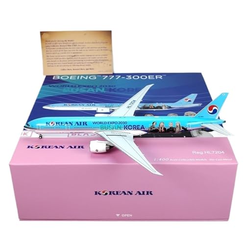 RIVPAHGQ Replika Flugzeugmodelle 1:400 Statisches Modellflugzeug Für Korean Air B777-300ER HL7204 Schwarzpink Hochdetailliertes Modellflugzeug Zum Sammeln Vorgefertigte Luftfahrzeug Modelle von RIVPAHGQ