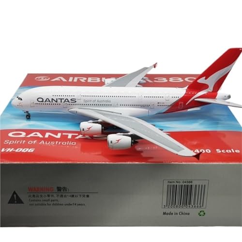 RIVPAHGQ Replika Flugzeugmodelle Fertiges Flugzeugmodell Im Maßstab 1:400 PH04366 Für Qantas A380 VH-OQG, Flugzeugminiatur Für Luftfahrtfans Vorgefertigte Luftfahrzeug Modelle von RIVPAHGQ