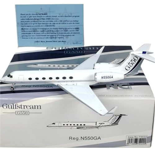 RIVPAHGQ Replika Flugzeugmodelle Miniatur-Verkehrsflugzeugmodell Im Maßstab 1:200 Für Gulfstream Original G550 N550GA Fertigflugzeugdekorationen Vorgefertigte Luftfahrzeug Modelle von RIVPAHGQ