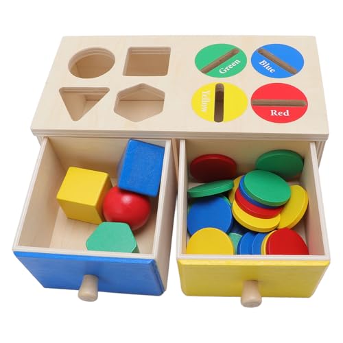 RIZGHWOY Formsortier-Matching-Box, Hölzernes Montessori-Ballspielzeug für Kleinkinder, Farbform-Spielzeug Zur Entwicklung Kognitiver Fähigkeiten mit Objektpermanenzbox für Kleinkinder von RIZGHWOY