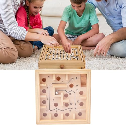 3D-Labyrinth-Spielzeug aus Holz, Holzballspiele, Holzlabyrinth-Puzzle und Gehirngesundheit, Holzlabyrinth-Brettspiel, Marmor-Labyrinth für Erwachsene, Denksportaufgaben (Stufe 16) von RJSQAQE