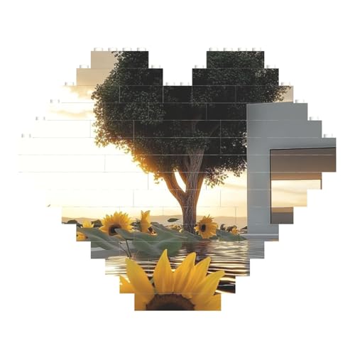 RKHMNJY Kristall-Sonnenblume, personalisierte Bausteine, herzförmige Puzzles, Baustein für Puzzle für Heimdekoration, 3D-Stein-Puzzlesteine von RKHMNJY