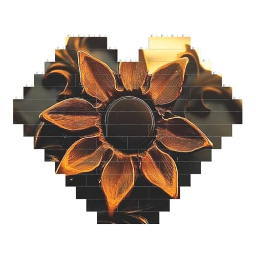 RKHMNJY Rusty Metal and Sunflowers Personalisierte Bausteine Herzförmige Puzzles Baustein Block für Puzzle für Heimdekoration 3D Brick Puzzle Bricks von RKHMNJY