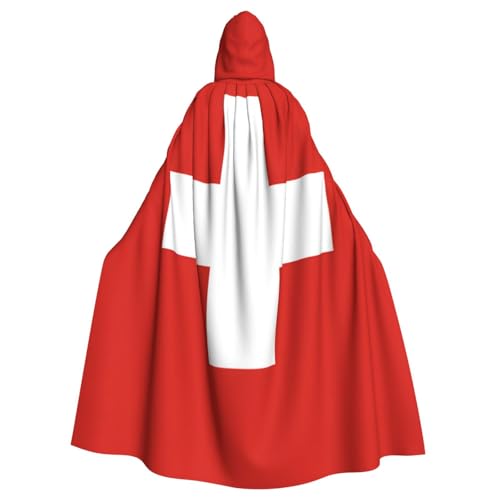 RKHMNJY Schweizer Flagge. Ein modischer Kapuzenumhang für Männer und Frauen, perfekt für Halloween und Cosplay von RKHMNJY