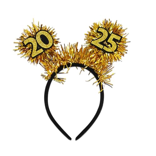 RKJRTK 2025 Neujahr Stirnband Happy New Year Requisiten Kopfbedeckung Weihnachten Party Hairhoop Festival Feier Kopfbedeckung für Familie von RKJRTK