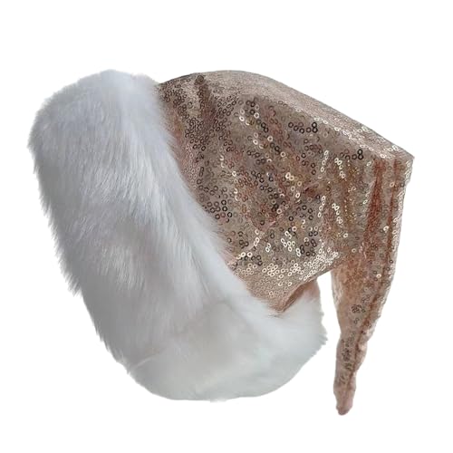 RKJRTK Funkelnde Pailletten Weihnachtsmann Kostüm Hut Pailletten Weihnachten Party Hut Weihnachtsdeko Hut für Damen Herren Weihnachtsfeier von RKJRTK