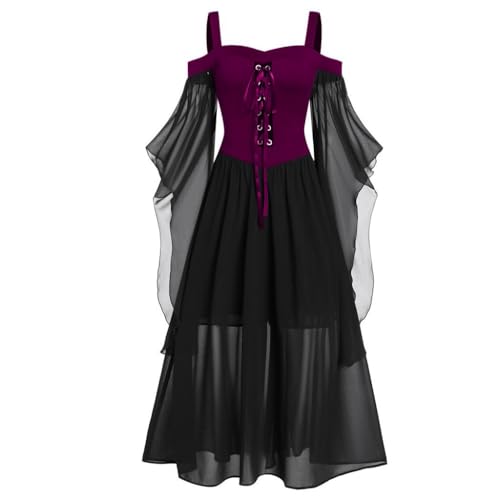 Get Ready for Prime of Day 2024 Halloween-Kostüm für Damen, Gothic-Kleid, Renaissance-Cosplay-Outfits, Party, Ballkleid, mittelalterliche Hexe, Vampirkleider von RKaixuni