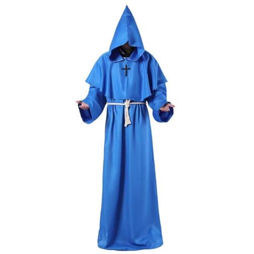 Prime of Day of 2024 im Oktober Damen Herren Mönch Mittelalter Umhang mit Kapuze Mönch Renaissance Priester Robe Kostüm Cosplay Outfits Halloween Kostüm Umhang von RKaixuni