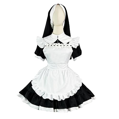 RKaixuni Halloween-Kostüme für Damen, Dienstmädchenkleid, französische Jungfrau, Nonne, Kostüm, japanisches Anime, Cosplay, Outfits, Party, Ballkleid von RKaixuni