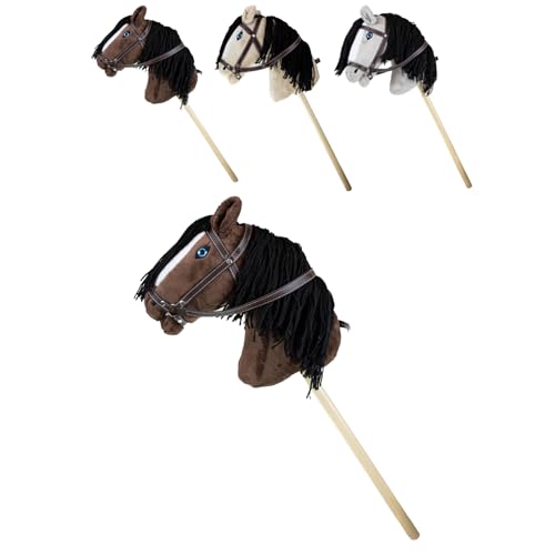 RL24 - Hobby Horse – Steckenpferd mit Trense – Spielpferd aus Plüsch mit Holzstock & Langer Mähne – Stockpferd ohne Griffe & Rollen – Hobby Horse Pferde – Braun von RL24