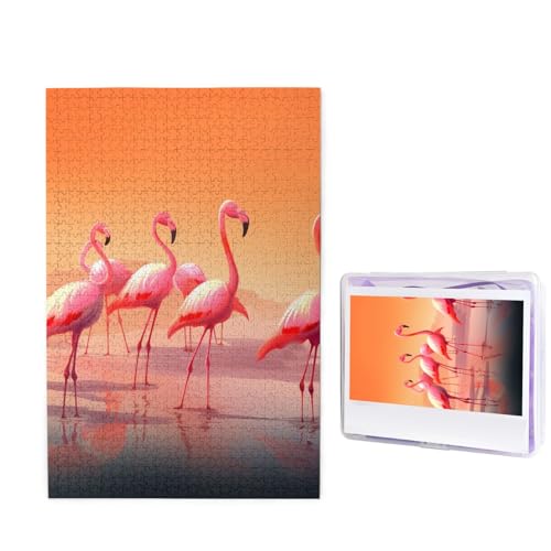 A Flock of Flamingos Puzzles 1000 Pieces Personalized Jigsaw Puzzles for Adults Personalized Picture with Storage Bag Puzzle Wooden Photos Puzzle for Family Home Decor (50.0 cm x 74.9 cm) von RLDOBOFE