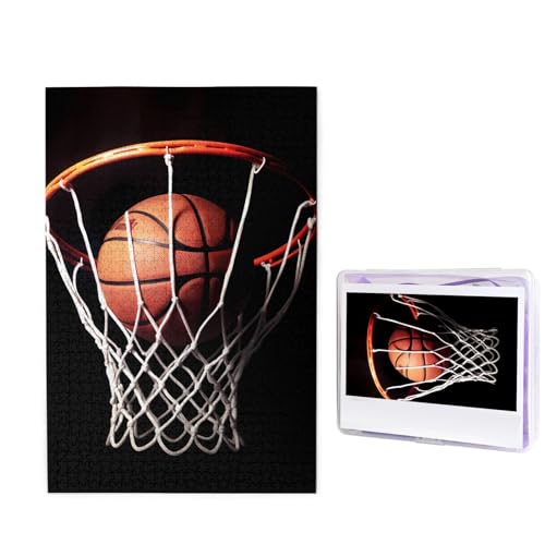 Basketball-Puzzles, 1000 Teile, personalisiertes Puzzle für Erwachsene, personalisiertes Bild mit Aufbewahrungstasche, Holzfotos, Puzzle für Familien-Heimdekoration (50 x 74,9 cm) von RLDOBOFE