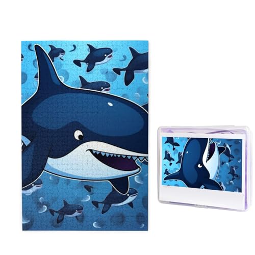 Blue Killer Whale1 Puzzles, 1000 Teile, personalisiertes Puzzle für Erwachsene, personalisiertes Bild mit Aufbewahrungstasche, Holzfotos, Puzzle für Familien-Heimdekoration (50 x 74,9 cm) von RLDOBOFE