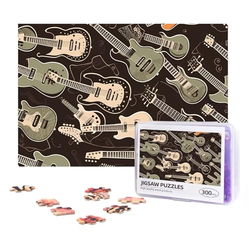 Gitarrenmuster-Puzzle, 300 Teile, personalisierte Puzzles, Holzfotopuzzle für Erwachsene, Familienbild, Puzzle, Geschenke für Hochzeit, Geburtstag, Valentinstag, Geschenke, 38,1 x 25,9 cm von RLDOBOFE