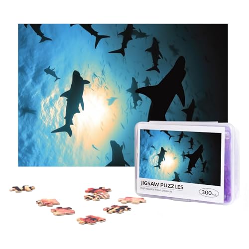 Hammerhead Sharks Puzzles 300 Teile Personalisierte Puzzles Holz Fotopuzzle für Erwachsene Familie Bild Puzzle Geschenke für Hochzeit Geburtstag Valentinstag Geschenke 38,1 x 25,9 cm von RLDOBOFE