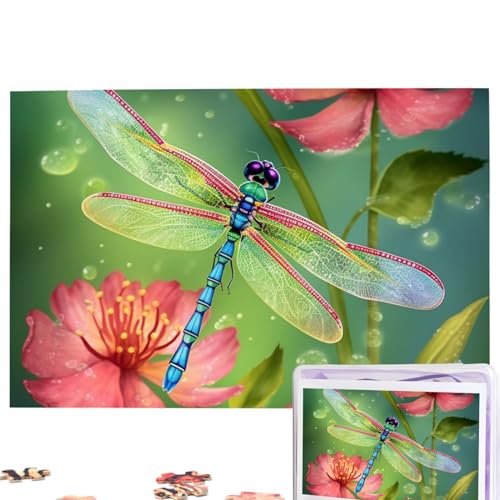 Libellen und Blumen Puzzles Personalisiertes Puzzle 1000 Teile Puzzle aus Fotos Bilderpuzzle für Erwachsene Familie (74,9 x 50 cm) von RLDOBOFE