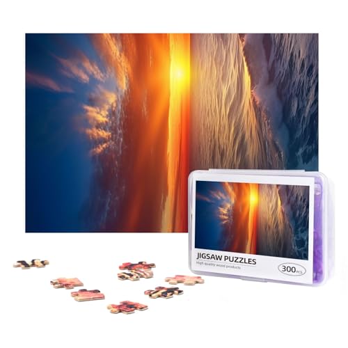 Meer und Sonnenuntergang Puzzles 300 Teile Personalisierte Puzzles Holz Fotopuzzle für Erwachsene Familie Bild Puzzle Geschenke für Hochzeit Geburtstag Valentinstag Geschenke 38,1 x 25,9 cm von RLDOBOFE