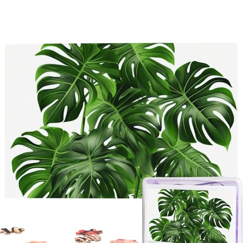 Monstera Deliciosa Bananenpalmen-Puzzles, personalisiertes Puzzle, 1000 Teile, Puzzles aus Fotos, Bilderpuzzle für Erwachsene und Familie (74,9 x 50 cm) von RLDOBOFE